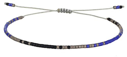KELITCH Damen Kristall Freundschaftsarmbänder Handgemachte Neue Miyuki Perlen Charm Armbänder Armreifen (Grau Blau G)