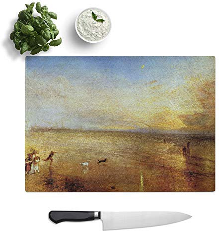 Kitchen Chopping Board Glass - J.M.W. Turner (Joseph Mallord William Turner) New Moon - Textured Worktop Saver Cutting Board - Heat Resistant, Shatterproof and Hygenic - 39 x 28.5 cm