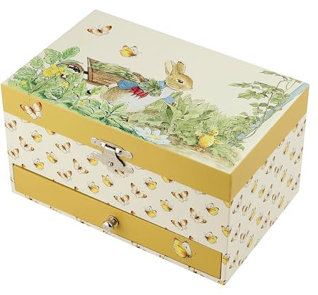 Trousselier 6260415 Schmuckschatulle für Kinder, Peter Hase, Spieluhr mit Musik und tanzender Figur