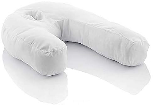 InnovaGoods - Ergonomisches U-Form Seitenschläferkissen, Ideal für Schwangerschaft, Fördert Ruhige Atmung, Reduziert Schnarchen, Baumwolle & Polyester, Weiß, 39 x 57 x 14 cm
