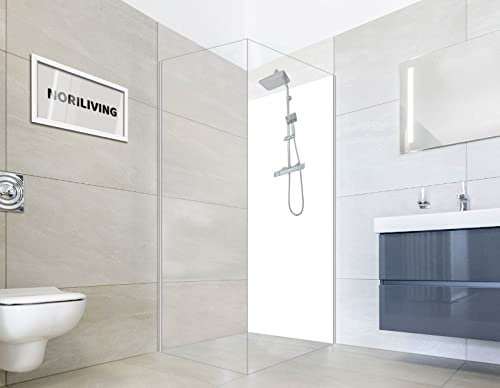 Noriliving Duschrückwand aus hochwertigem Hart PVC (weiß) – Fugenlose Badezimmer Wandverkleidung aus 2mm starker Kunststoffplatte (200x100cm) (1 teilig)
