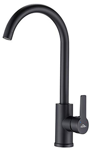 Auralum Robinet Cuisine Noir Elégant Mitigeur Evier Cuisine Bec Haut Pivotant à 360° Robinet d'évier Mousseur Démontable à Eau Chaude et Froide