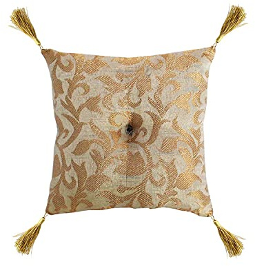 ConnectingGod Handmade Singing Bowl Cushion Off White Brocade Home Decor Pillow Display Statue Jewelry
