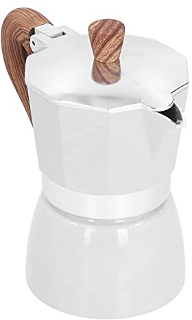 caffettiera moka piano cottura caffettiera moka 150 ml alluminio fornello moka caffettiera ottagonale moka caffettiera per home office(Crema)