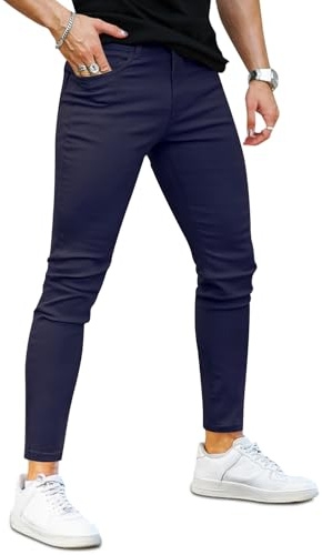 GINGTTO Vaqueros Hombre Skinny Super Elasticos Slim Fit Pitillo Denim Pantalones Regular Fit Jeans Azul 30W / 30L