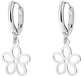 Minimalist Daisy Flower Dangle Hoop Earrings 925 Sterling Silver Hollow Flowers Cartilage Earring Small Huggie Hoops Drop Dangling Dainty Jewelry Gifts for Women Girls Hypoallergenic