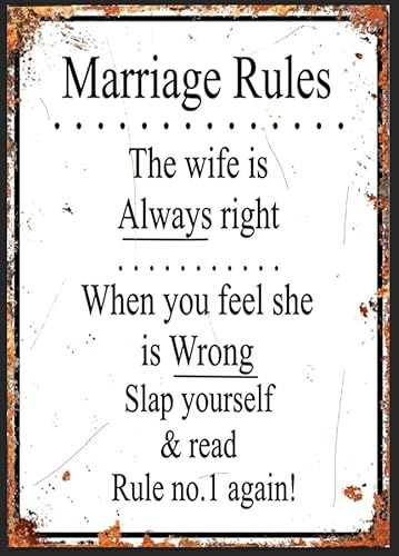Marriage Rules Metal Sign Wall Plaque Garden Home Bar Man Cave Shed Wife Humour (Aluminium A5 (200x150mm) Approx)