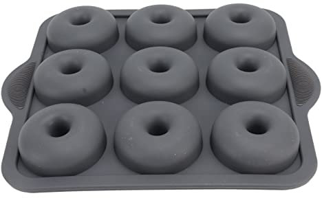 Poêle à Beignets en Silicone, Moule à Donuts en Silicone | Bâton de 9 Prémantes de cavité | Ensemble de Boîtes de Beignet de Résistance à la Chaleur Sûr pour les Muffins de Bagels (Gris foncé)