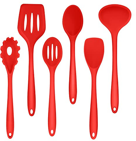 Herogo Küchenutensilien-Set, 6-teiliges Silikon-Kochutensilien-Set, Backen, Kochutensilien, Löffelwender für antihaftbeschichtetes Kochgeschirr, kratzfest, hitzebeständig, spülmaschinenfest (rot)