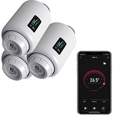 Qiumi Vannes de radiateur thermostatiques WiFi Smart WiFi Programmable Direct avec commande vocale Googlehome