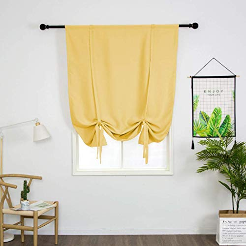 SIMPVALE Tende corte oscuranti romane con legaccio, isolamento termico, con tasca per bastone cieco per camera da letto, soggiorno, cucina (giallo, 80 x 140 cm)