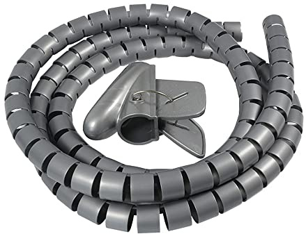 MOCNT 10mm Kabelschlauch Flexibler Kabelspirale Kabelmanagement Kabelkanal Kabelschutz Spiralkabelschlauch Selbstschließender Bündeln Kabel Isolierschlauch Kabelhülle Grau 5Meter