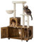 Yaheetech Cat Tree Tower with Litter Box Enclosure, All-in-one Cat Furniture Hidden Kitty Washroom Wooden Kitten House w/Condo, Scratching Posts, Perch Platform