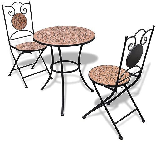 GuyAna 3-TLG. Bistro-Set GartenmöBel Set GartenmöBel FüR DraußEn Sitzgruppe Balkon Garten MöBel Set GartenmöBel StüHle Keramik Terrakotta