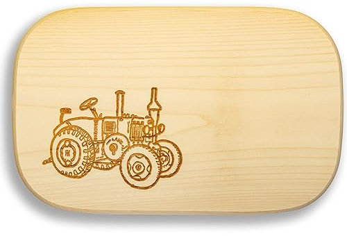 DEKOFANT Frühstücksbrettchen Kinder groß Motiv Traktor Lanz 25x16x1,5cm eckig Ahorn