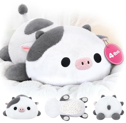 Mewaii Weighted Cow Plush – 23-inch Cute & Soft Weighted Stuffed Animal Pillow for Kids, Girls, & Women, Cuddly and Cozy Companion, (4.0Lbs)