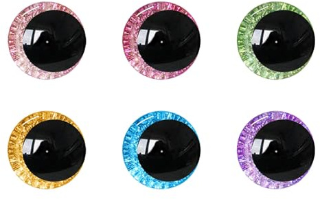 MUCUNNIA 48pcs 30mm Sicherheitsaugen für Häkeltiere mit Unterlegscheiben | Glitzer Sicherheitsaugen für Plüschtiere Marionette Plüschtier Teddyaugen Einfaches und Sicheres Anbringen Robuste