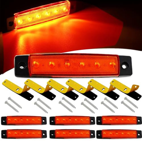VISSQH 6 Pezzi rosso LED Indicatori Laterali Luci,12V/24V Luci di posizione laterali indicatori, LED Laterali/Anteriore/Posteriore Indicatori,per camion, ecc