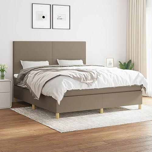 CKioict Palettenbett Modernes Bettgestell Jugendbett Boxspringbett mit Matratze Taupe 180x200 cm StoffGeeignet für Arbeitszimmer, Wohnzimmer, Hotel