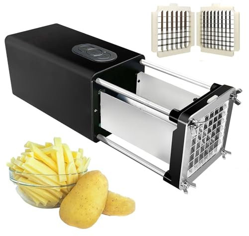 AUTUMFLATGAO Electric French Fry Cutter, Potato Strip Cutter with 1/2 3/8 Blade, Vegetable Cutter, Commercial and Household Electric Chopper, Use for Cut Potato, Carrot, Cucumber