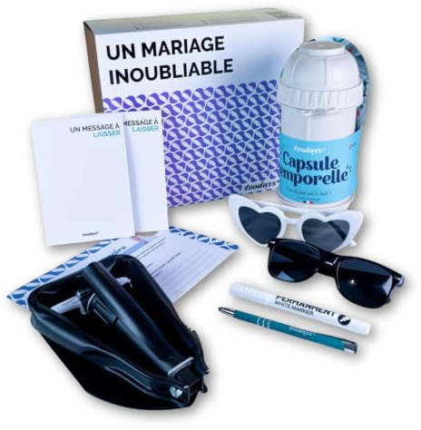 Kit capsule temporelle mariage pour conserver les souvenirs – Cadeau unique | Étanche et robuste, reliée à l’application toodays.me, localisation, date de réouverture, fabriquée en France