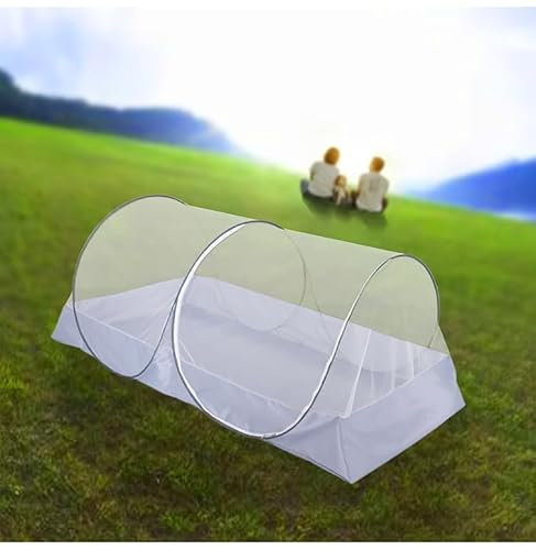 Mengersi Moskitonetz, faltbares Pop-Up-Reisezelt, Betthimmel, Camping, Moskitonetz für Reisen, Schlafzimmer und Ausflüge, Doppelbett (grau)