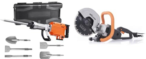 VEVOR Marteau de Démolition 2200 W Marteau-Piqueur 66 J 1350 BPM Marteau Perforateur & Evolution R230DCT Scie circulaire 230 mm - Moteur 2000W, pas de gaz, coupe de 90 mm