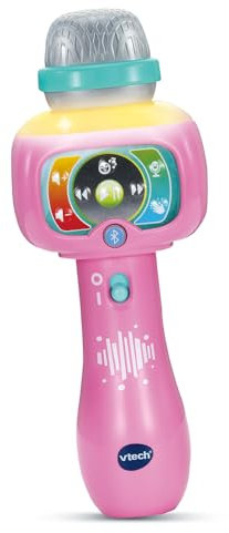 VTech - Super Micro Magic'Fun Rose, Microphone Karaoké Enfant sans Fil, Micro Bluetooth Lumineux Qui Modifie la Voix et Change de Couleur, Jouet Musical, Cadeau Enfant Dès 2 Ans - Contenu en Français