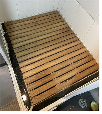 caillebotis Douche caillebotis Salle de Bain Grand Tapis De Douche Antidérapant en Bois De Teck pour Douche Extérieure/Douche Intérieure, Tapis De Bain Surélevé Imperméable Plate-Forme en Bois, Tapis