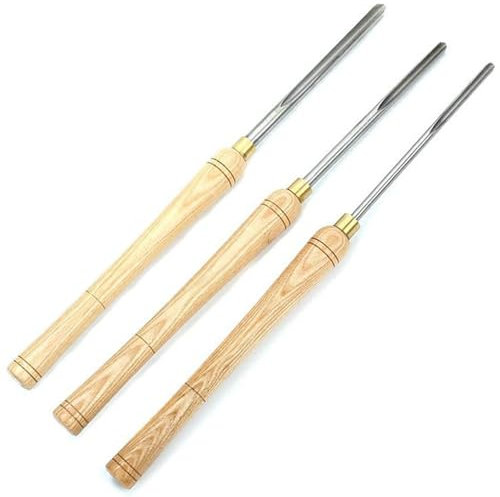Drechselwerkzeuge for Holzdrehmaschinen, Schalenröhren-Set inkl. 1/4 3/8 1/2 Nut, 3-tlg. HSS-Drehmeißelspindel-Schalenröhren, Holzbearbeitungswerkzeug mit Griffen aus Mandschurischer Esche, Messingzwi