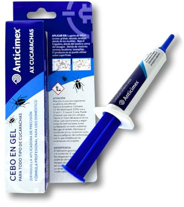 ANTICMEX Gel Cucarachas 10 g | Jeringa de Alta Eficacia para Eliminar Colonias | Apto para Todo Tipo | Uso Profesional | Trampa Mata Cucarachas