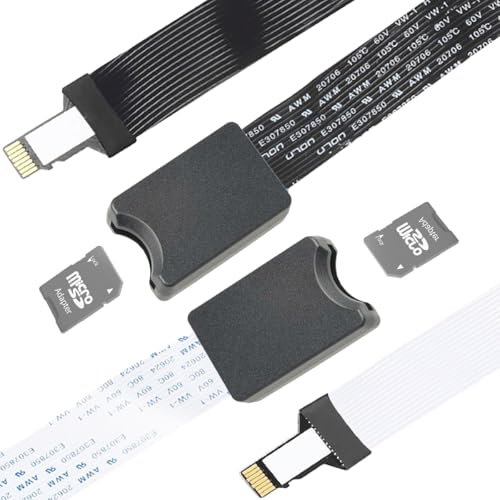 Youmile 2 Stück Micro TF zu Micro SD Karte Verlängerungskabel Leser Adapter Weiches flaches FPC-Verlängerungskabel 46~48 cm Schwarz und Weiß Externer SD-Kartenleser für das Auto