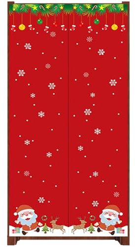 Tende per porta scorrevole di Natale, tende di Natale per porta scorrevole in vetro,Tende magnetiche fiocco di neve - Copertura porta spessa 37x80 pollici, schermo di copertura, tende per pollice
