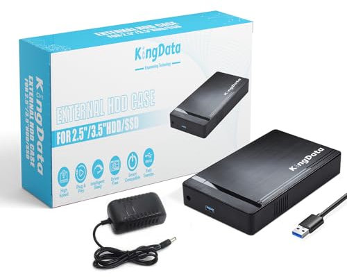Custodia per Hard Disk KingData, Caddy USB 3.0 a SATA per SSD/HDD da 3,5 pollici con Adattatore di Alimentazione DC, Docking Station, Custodia SSD HDD Senza Attrezzi per Windows, Linux, Mac, PS4, Xbox