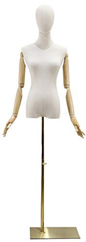MYVVKIA Weibliche Schaufensterpuppe, Torso, Körper, Schneiderpuppe, Büste mit abnehmbarem Kopf und Armen, höhenverstellbar, 5 Basisstile zur Präsentation von Kleidung