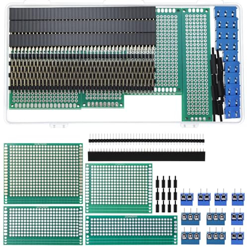 QWORK® 46 st PCB-kortsset, dubbelsidiga prototyp-kretskort med hane/hona huvud- och skruvterminalanslutningar