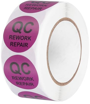 QUARKZMAN 1 Rotolo 500Pz Etichette di Rilavorazione Qc, Adesivi di Controllo Qualità Dell'Inventario Rotondi da 1 Pollice per Gestione Magazzino Organizzazione Ispezione, Viola