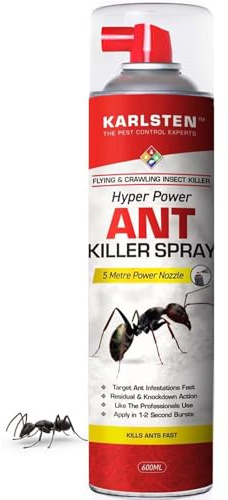 Karlsten Hyper Power Ant Nest Killer Spray – 600ml | 5 Metre Power Nozzle for Extended Reach & Precise Ant Control | Fast-Acting Kills Ants on Contact | Long-Lasting Indoor & Outdoor Protection