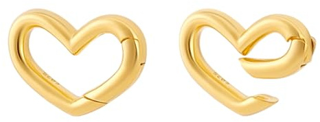 PH PandaHall 2 anillos de plata de ley 925 para puerta de resorte, cierre de corazón dorado, extensor de collar para pulseras, joyería, llaveros, manualidades, 10 x 16 mm