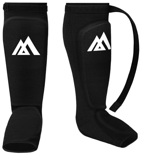 Flintronic Protège Tibia, Protecteur Tibia Extensible, Jambe Tibia Protection Boxe Léger et Rembourré, avec Rembourrage en Gel, pour Muay Thai, Kickboxing, MMA, Taekwondo, Boxe, Arts Martiaux, S