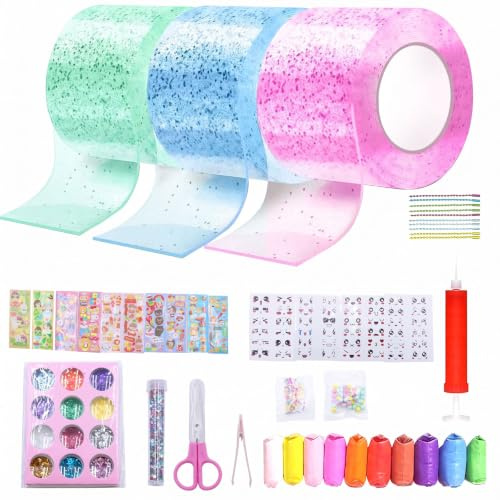 Nano Tape Bubble Kit für Kinder - 57Pcs DIY Nano Tape Bubble Set, Squishy Spielzeug Bastelset, Super elastische Nano Klebebänder für Stressabbau und Spaß, Fidget Toys and Party Favors Geschenke