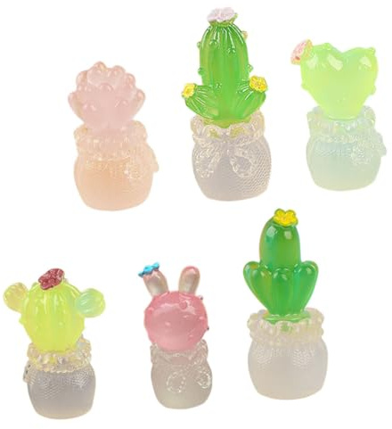 Gatuida 6pièces Ornement Végétal Miniature Cactus Décoration Mini Cactus Résine Modèle de Mini Succulentes pour Maison de Poupée Style Aléatoire