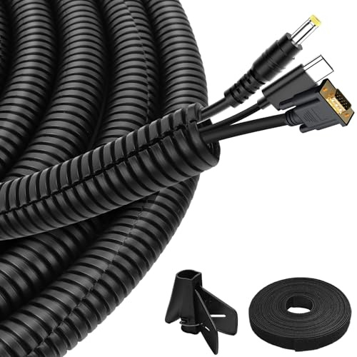 Kabelschläuche Wellrohr geschlitzt Kabelschutzschlauch Flexible Kabelrohr Leerrohr für Kabelschutz (Schwarz, 25mm×3m)