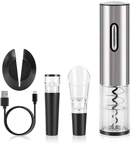 Abrebotellas eléctrico 4 en 1 de vino tinto automático, cortador de papel de aluminio, cable USB, accesorios de cocina, accesorios de cocina, regalo, abrelatas manual, resistente