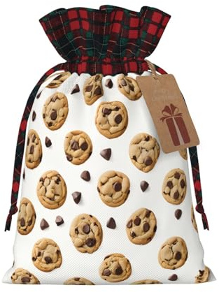 Food Chocolate Chip Biscuits -Print Multi-Colored Burlap Drawstring Pouches, Eco-Friendly Bags For Parties Wedding Favors Packaging S Size