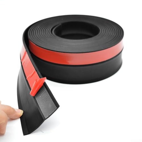 Volakebeing 5m Garage Door Weather Stripping Rubber Seal, Weatherproof TPE Door Frame Gap Stopper for Roller Shutter and Warehouse Doors, Draft Dust Wind Water Protector(Black 5M)