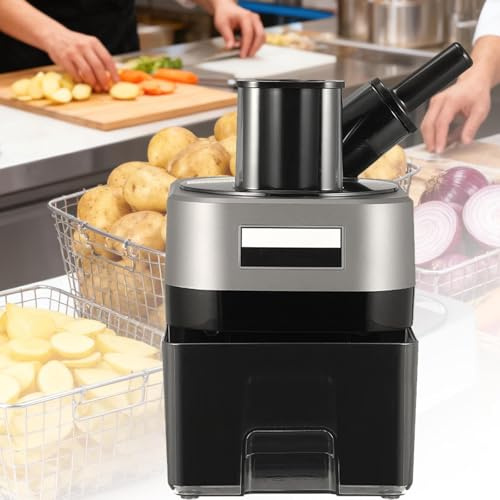 Commercial Vegetable Dicer Chopper,100w Food Processor, Electric Potato Cutter Automatic Onion Slicer& Shredder with Non-Slip Base/Cleaning Net,Choose Your Perfect Model (A/B Series) B3in1