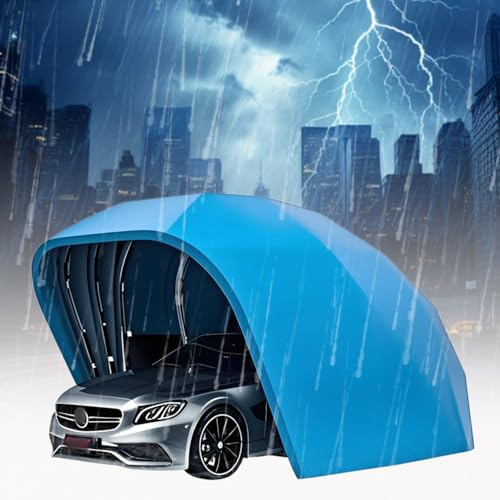 Carport Tente pare-soleil imperméable – Garage rétractable entièrement fermé pour voitures, motos, vélos