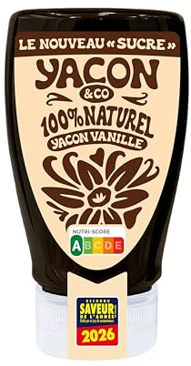 Yacon&co Sirop Vanille Squeeze - Alternative naturelle au sucre - Sans conservateur - Fabriqué en France - IG le plus bas du marché - Prébiotiques - Pouvoir sucrant - Texture miel - Vegan,Keto