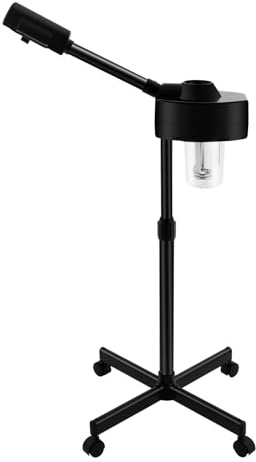 Professioneller Gesichtsdampfer mit Rollen & 800W - Gesichtsdampfer für die Hautpflege zu Hause, Höhenverstellbar, 680ml Wassertank, 42°C Wellness-Dampf für Tiefenreinigung & Feuchtigkeit (Schwarz)
